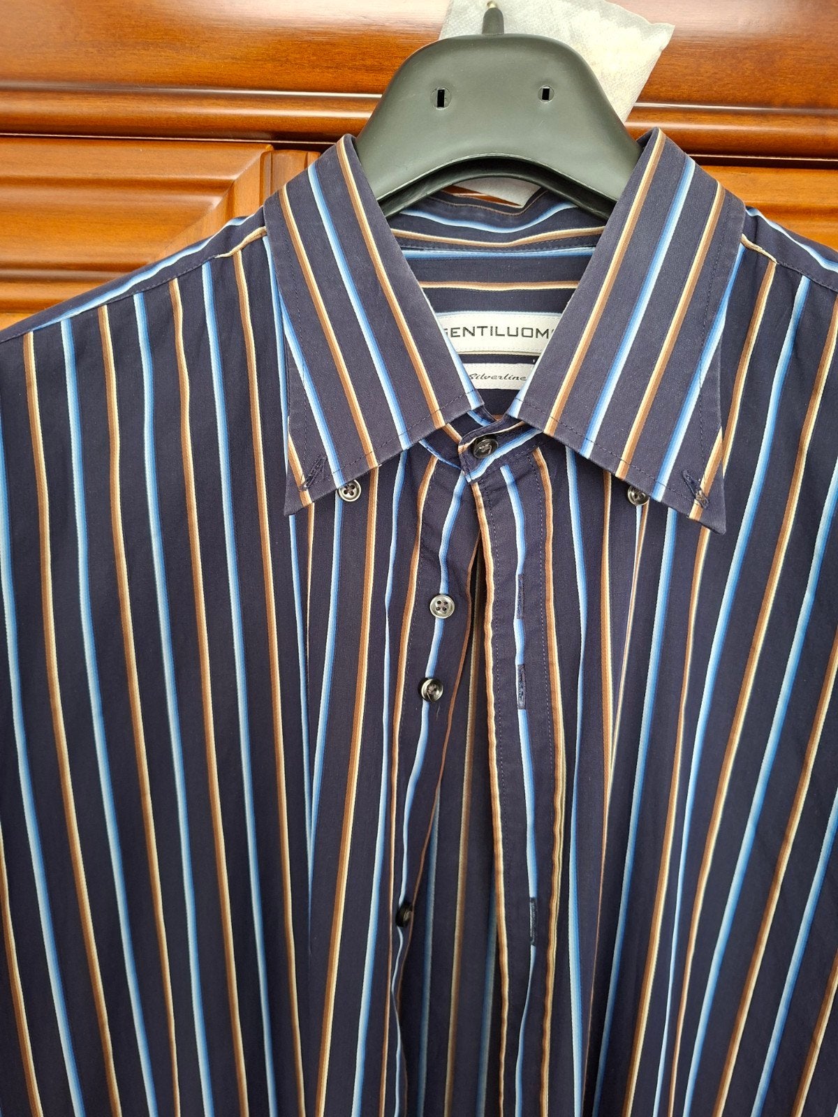 Gentiluomo Silverline Heren Overhemd Blauw Gestreept Maat 44, Verzenden