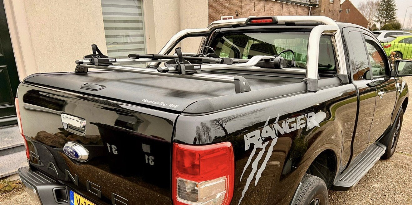 Fietsendrager Ford Ranger voor Mountaintop Cover, Ophalen, Gebruikt, Brede banden, Dakdrager