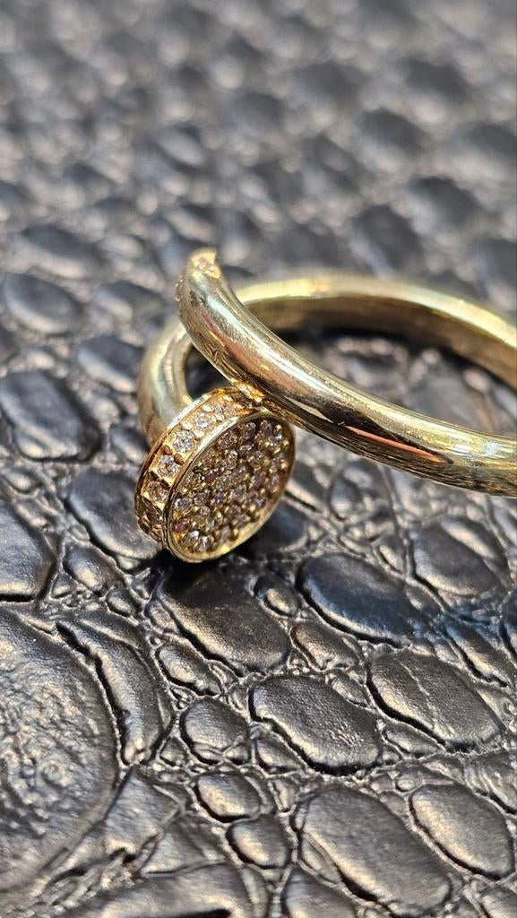 Prachtige spijker 14k gouden ring  massief, Nieuw, Ophalen of Verzenden, Dame, Goud