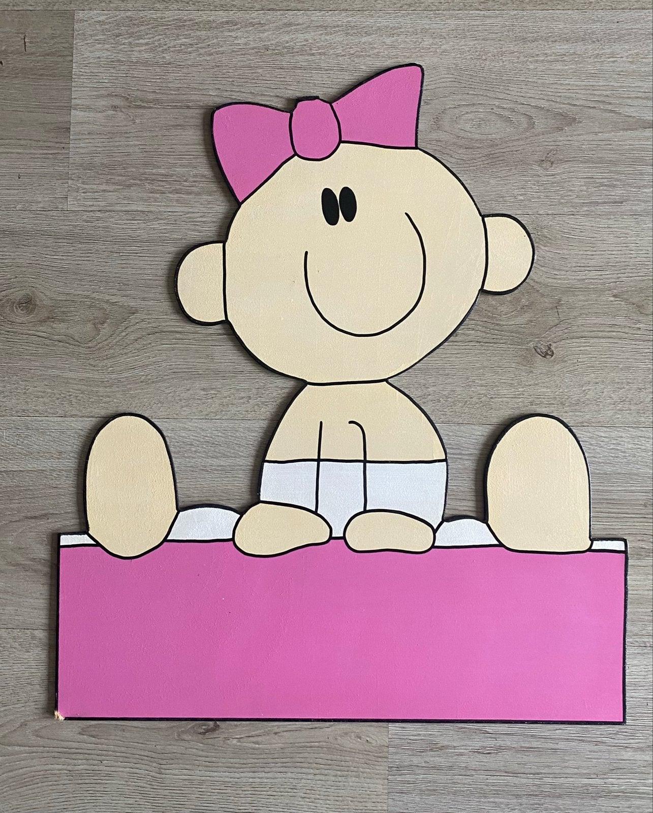 Prachtig geboortebord meisje met strik - 57x51 cm, Ophalen, Zo goed als nieuw, Geboortebord