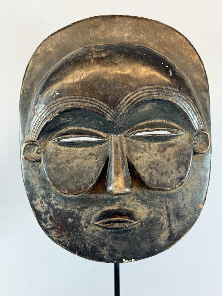 260621 Oud Afrikaans rond Baule masker - Iv. Coast., Ophalen of Verzenden