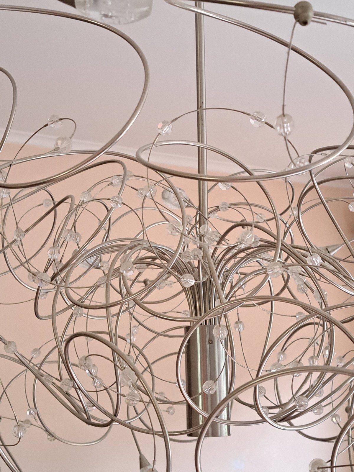 Moderne Hanglamp met Kristallen en Spiraalvormig Design, Ophalen of Verzenden, Gebruikt, G4