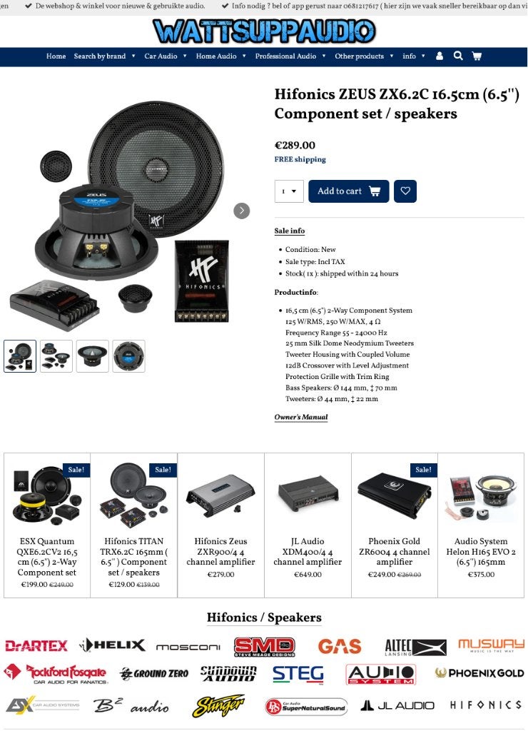 Hifonics ZEUS ZX6.2C 16.5cm (6.5'') Composet / speakers, Auto diversen, Audio-design, Nieuw, Am Breilingsweg 3, 76709 Kronau, Duitsland