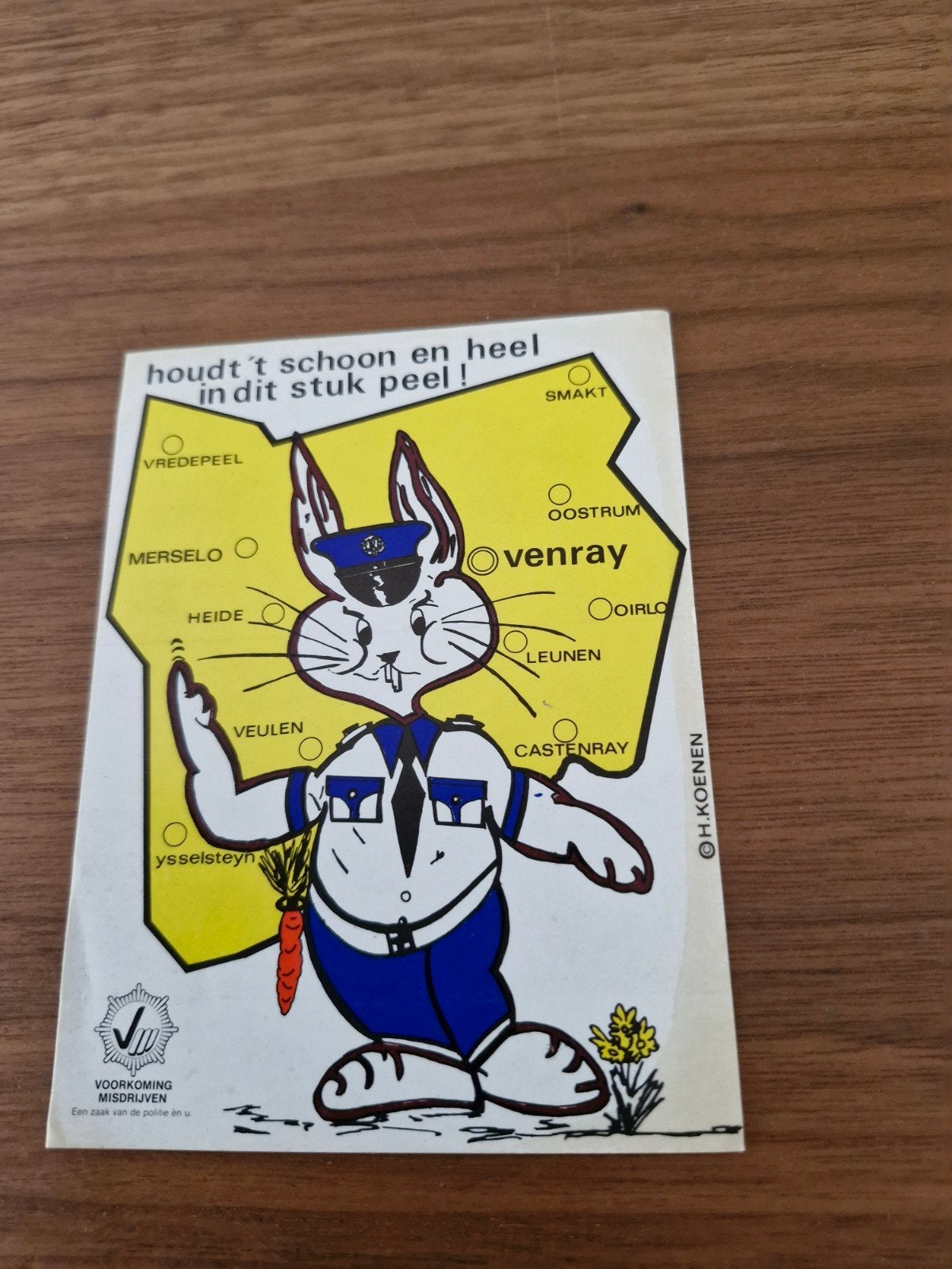 10789 sticker 'Houdt 't schoon en heel' Politie Konijn, Verzamelen, Ophalen of Verzenden, Nieuw, Overige typen