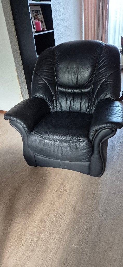stevige leren bankstel, Huis en Inrichting, Ophalen, Gebruikt, 150 tot 200 cm, Driepersoons