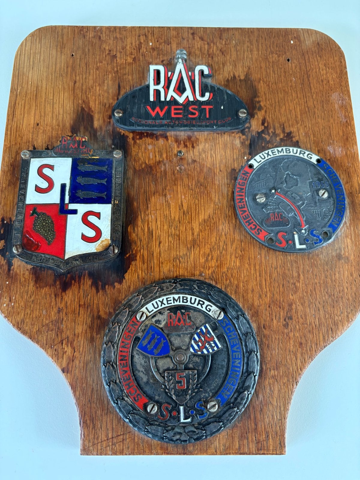 Vintage RAC Auto Emblemen op Houten Plaque, Verzamelen, Ophalen of Verzenden, Gebruikt, Auto's