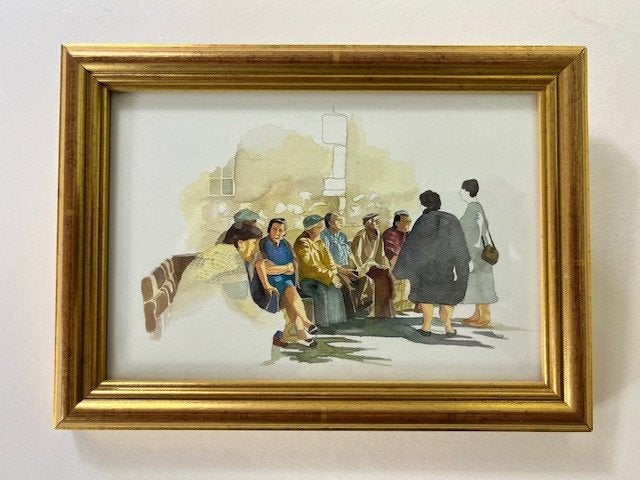 Set Franse vergulde lijsten met afbeeldingen aquarellen (3x), Antiek en Kunst, Ophalen of Verzenden