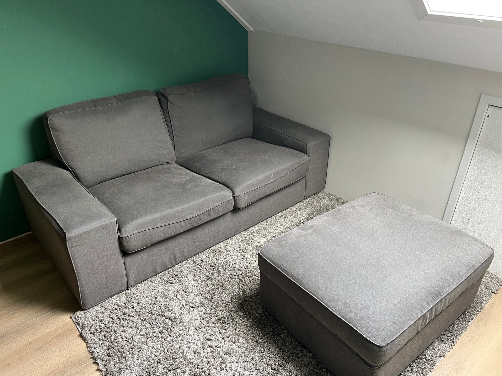 Grijze ikea kivik tweezitsbank chaise longue opbergruimte, Gebruikt, 100 tot 125 cm, 150 tot 200 cm, Hoekbank