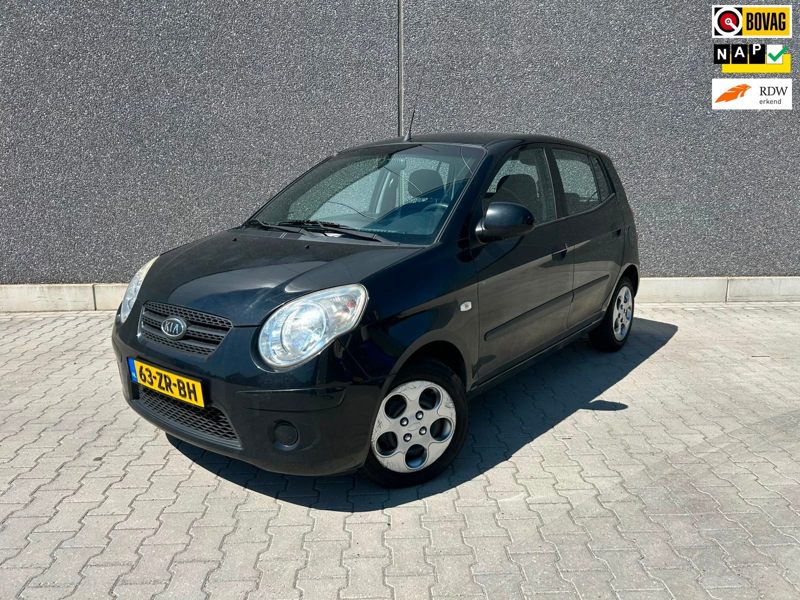 Kia Picanto 1.0 X-tra | ELEK RAMEN | APK T/M 28-7-2027 | AFL, Auto's, Kia, Stof, Zwart, 4 cilinders, 400 kg