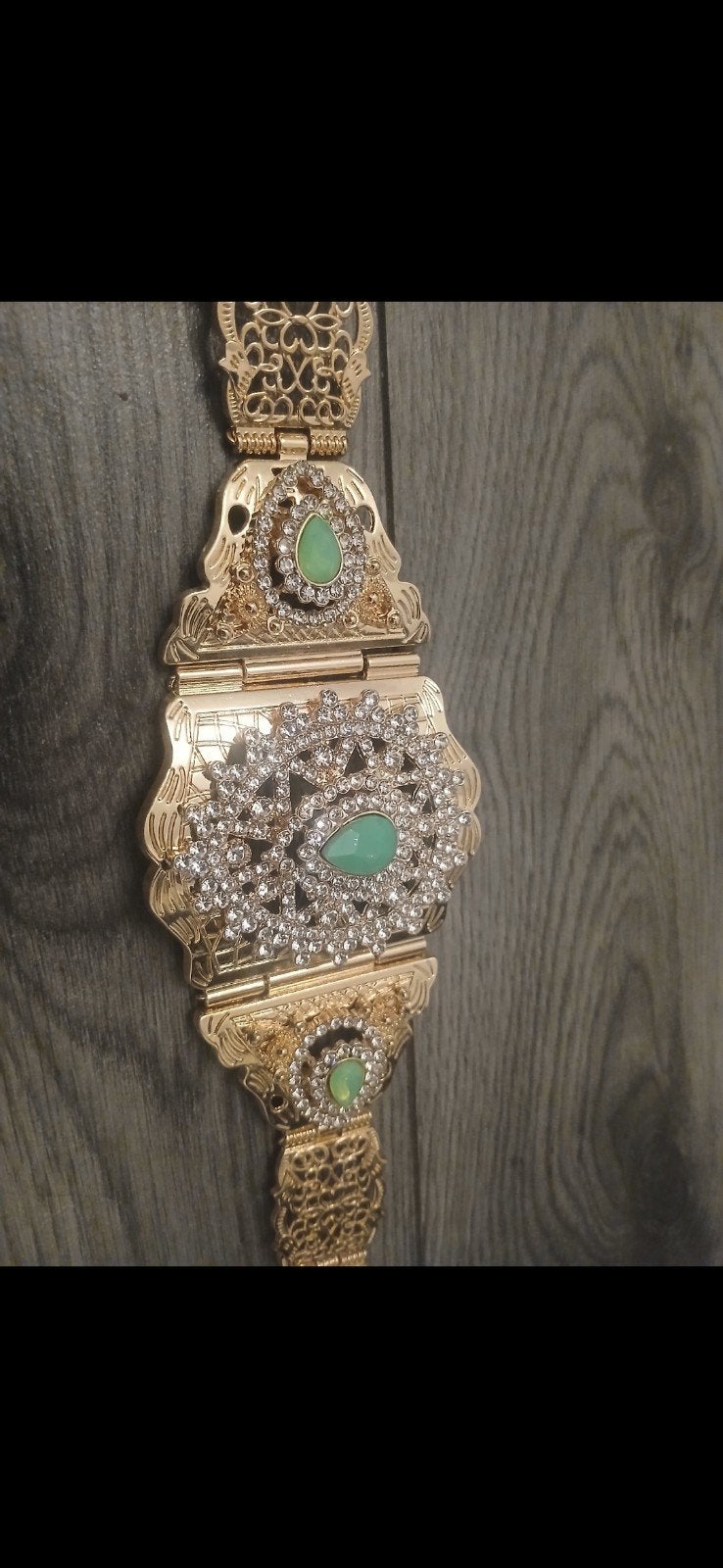 Nieuwe Marokkaanse riem met strass en groene stenen, Ophalen, Overige kleuren, Nieuw, Tailleriem