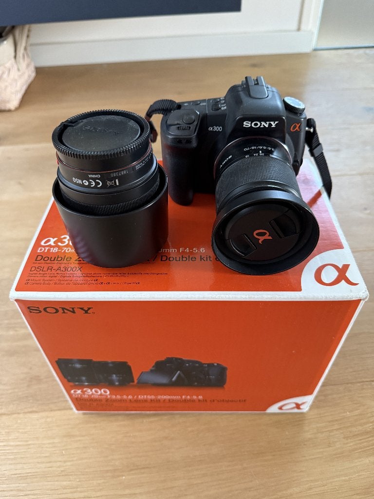Sony A300x camera set met twee lenzen, Ophalen, Gebruikt, Spiegelreflex, 10 Megapixel