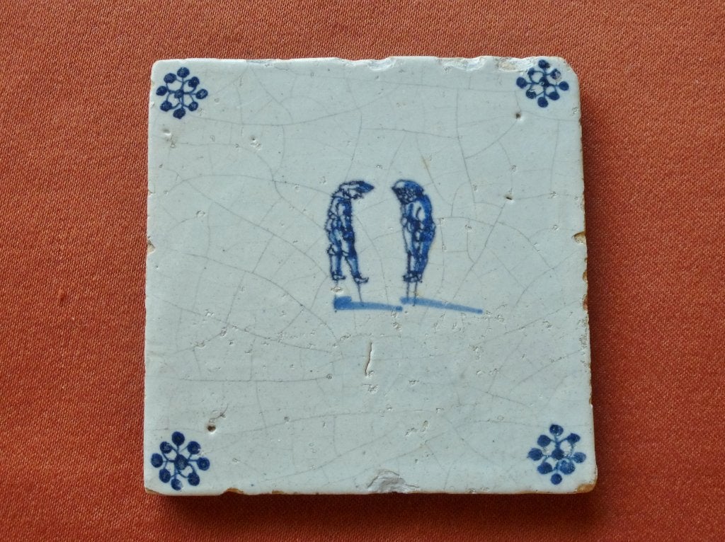 rachtige 17e eeuwse KINDERSPEL tegel met spel "STELTLOPEN"!, Antiek en Kunst, Ophalen of Verzenden
