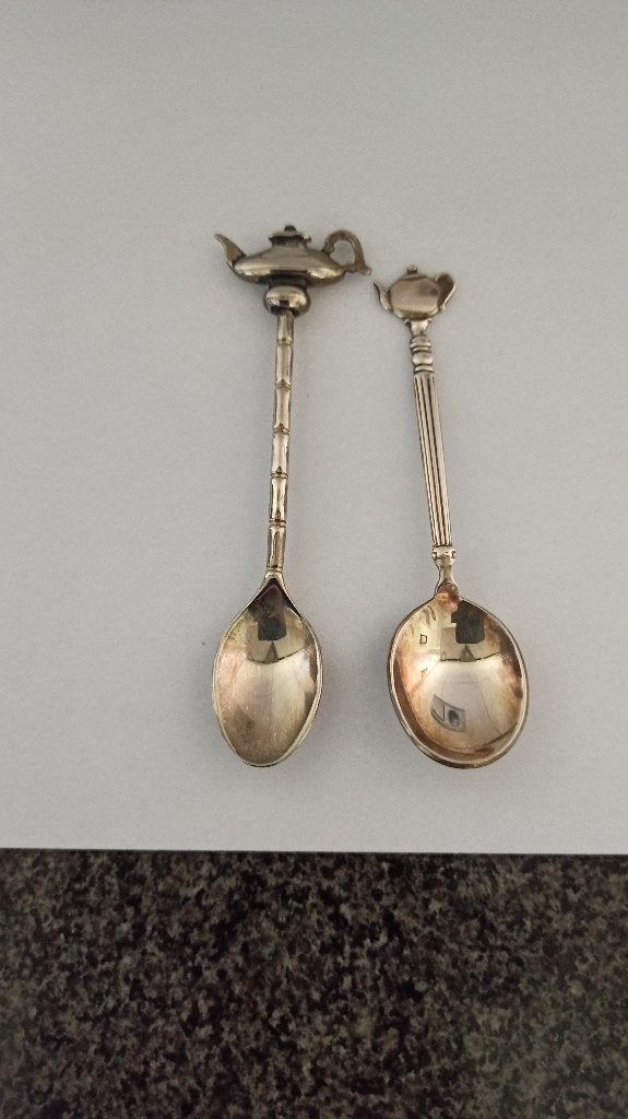 2 x lepeltjes, Antiek en Kunst, Antiek | Bestek, Ophalen of Verzenden