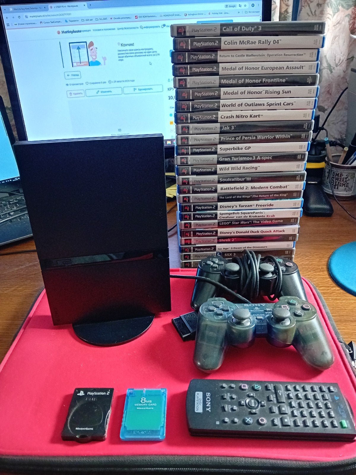 SONY PS-2 (complete set), Zwart, Met games, Met 2 controllers, Ophalen of Verzenden