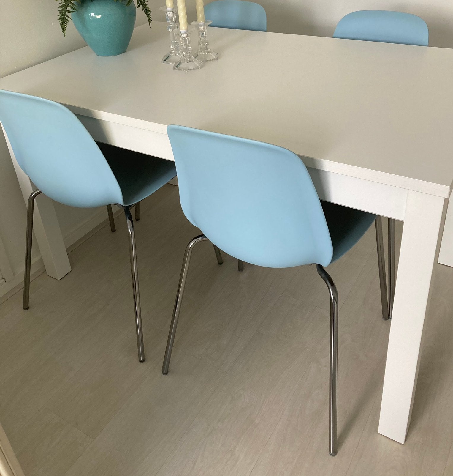 4 blauwe Ikea kuipstoelen  (€8,75 per stuk), Ophalen, Kunststof, Gebruikt, Blauw