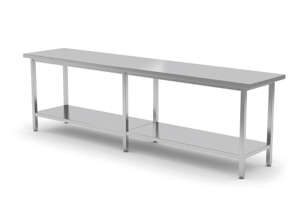 RVS Werktafel laag model + Bodemschap HEAVY DUTY 2800x700x67, Ophalen, Gebruikt