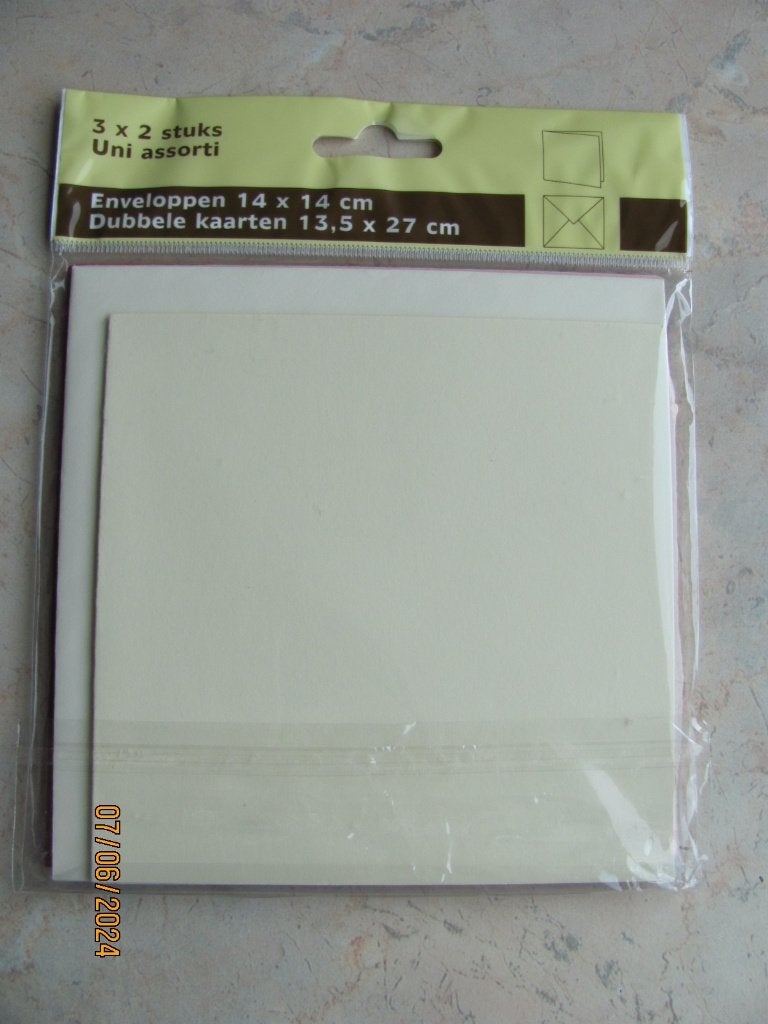 NIEUW set gekleurde KAARTEN dubbel ENVELOP vierkant papier, Ophalen of Verzenden, Nieuw, Overige thema's, Blanco kaart of Basiskaart