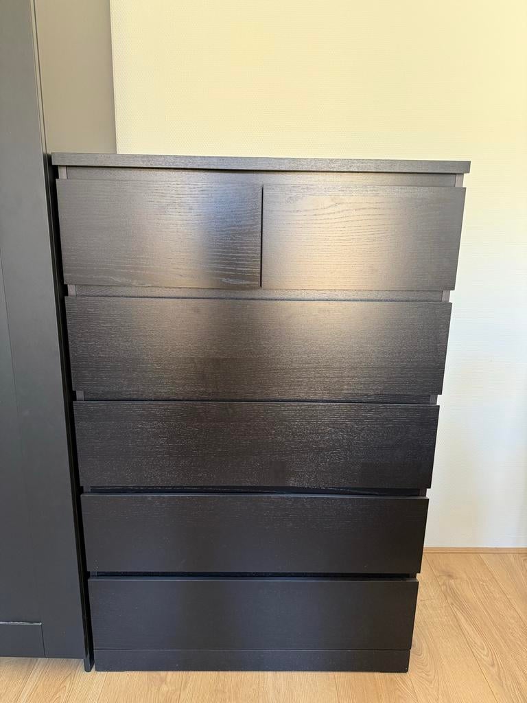 IKEA Malm ladekast met 6 lades - Zwartbruin, Ophalen, 5 laden of meer, 100 tot 150 cm, 50 tot 100 cm