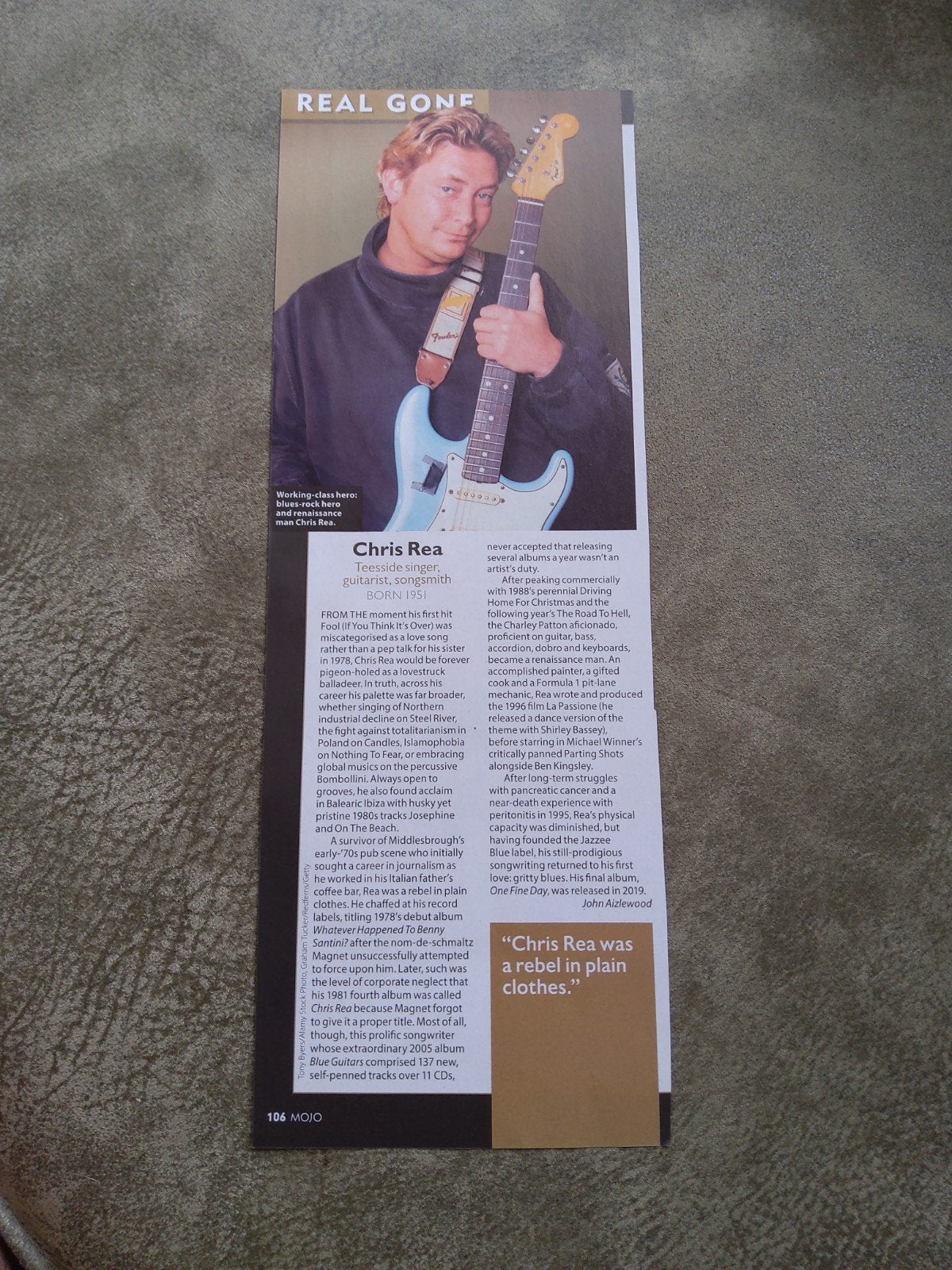 Chris Rea, Ophalen of Verzenden, Zo goed als nieuw, Boek, Tijdschrift of Artikel