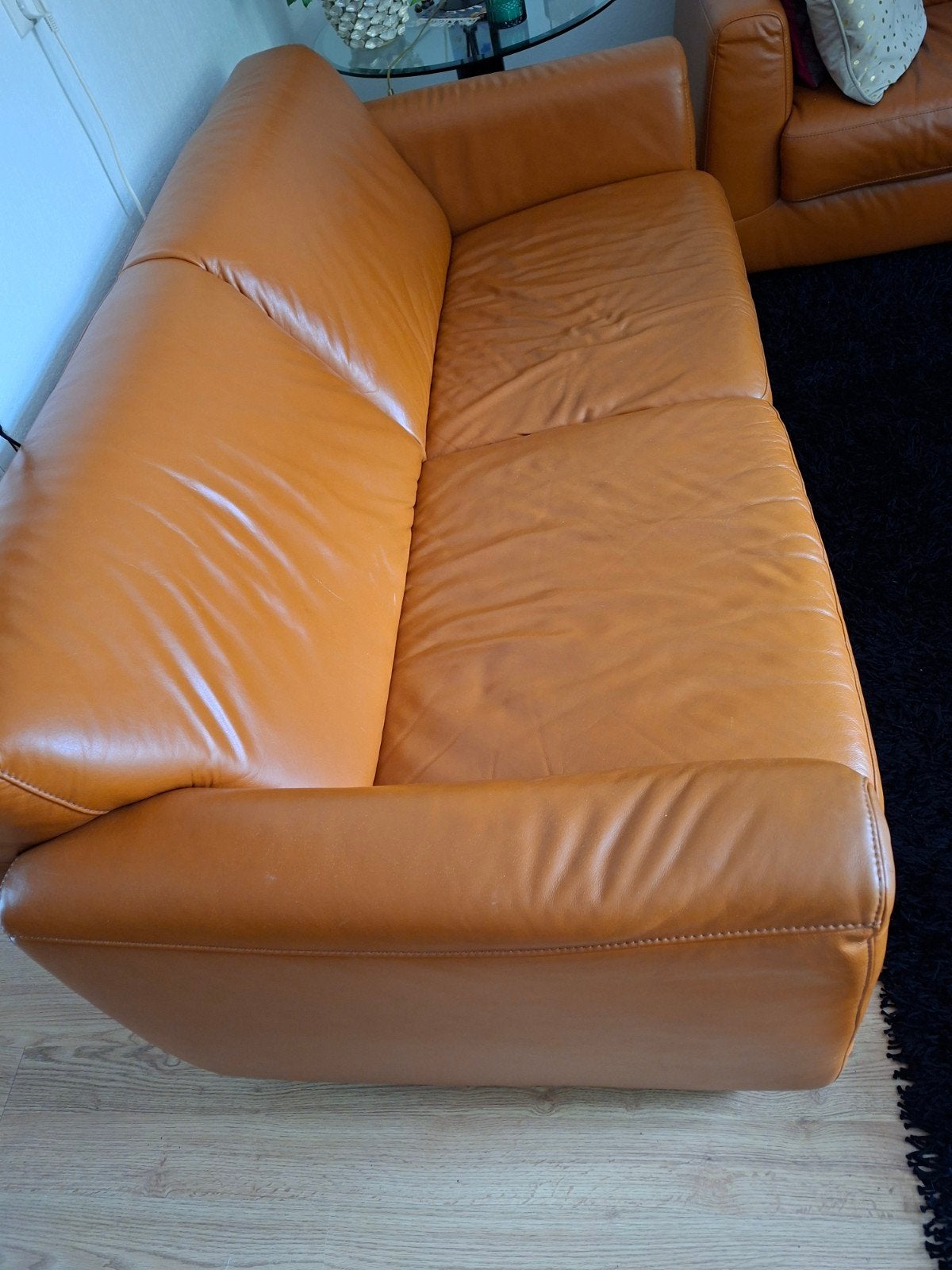 leren driezits bank, Ophalen, Gebruikt, 150 tot 200 cm, Driepersoons