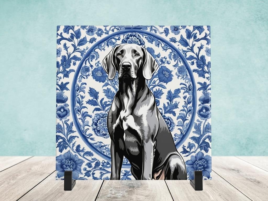 Weimaraner Delfts Blauw tegel incl voet, Ophalen of Verzenden, Nieuw