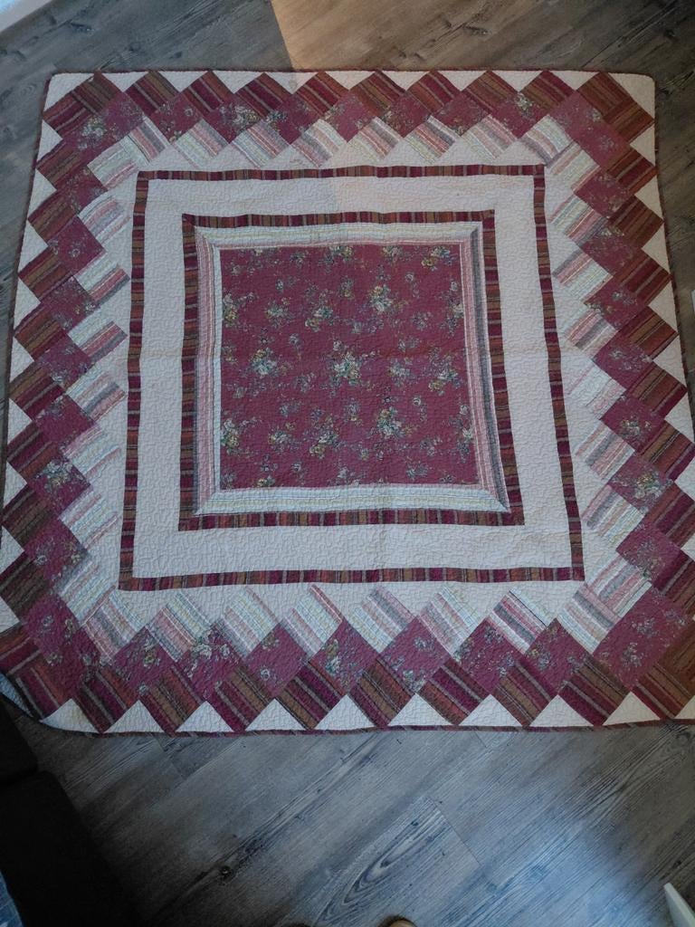 Plaid /Quilt / Dekentje, Vierkant, Ophalen of Verzenden, Vintage, Handgemaakt, Landelijk, Crème