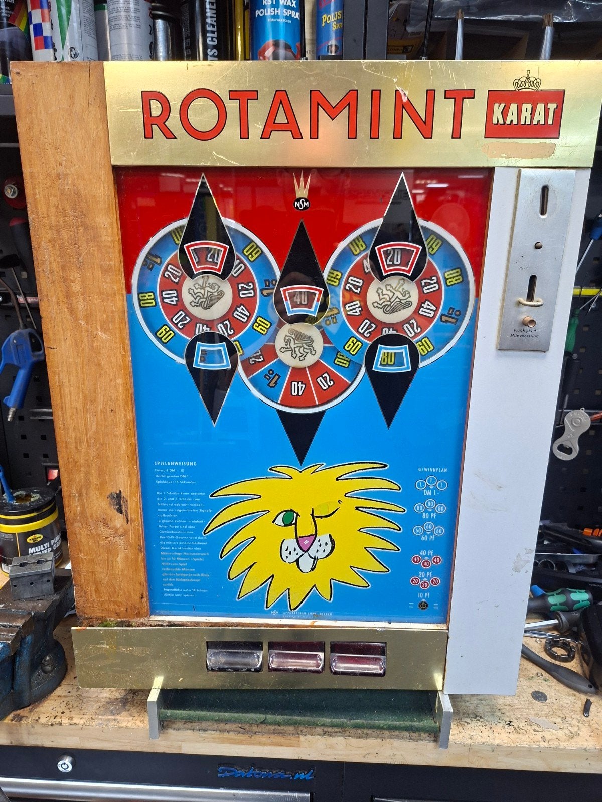 Rotamint karat wand gokkast., Verzamelen, Gulden, Ophalen of Verzenden, Gebruikt