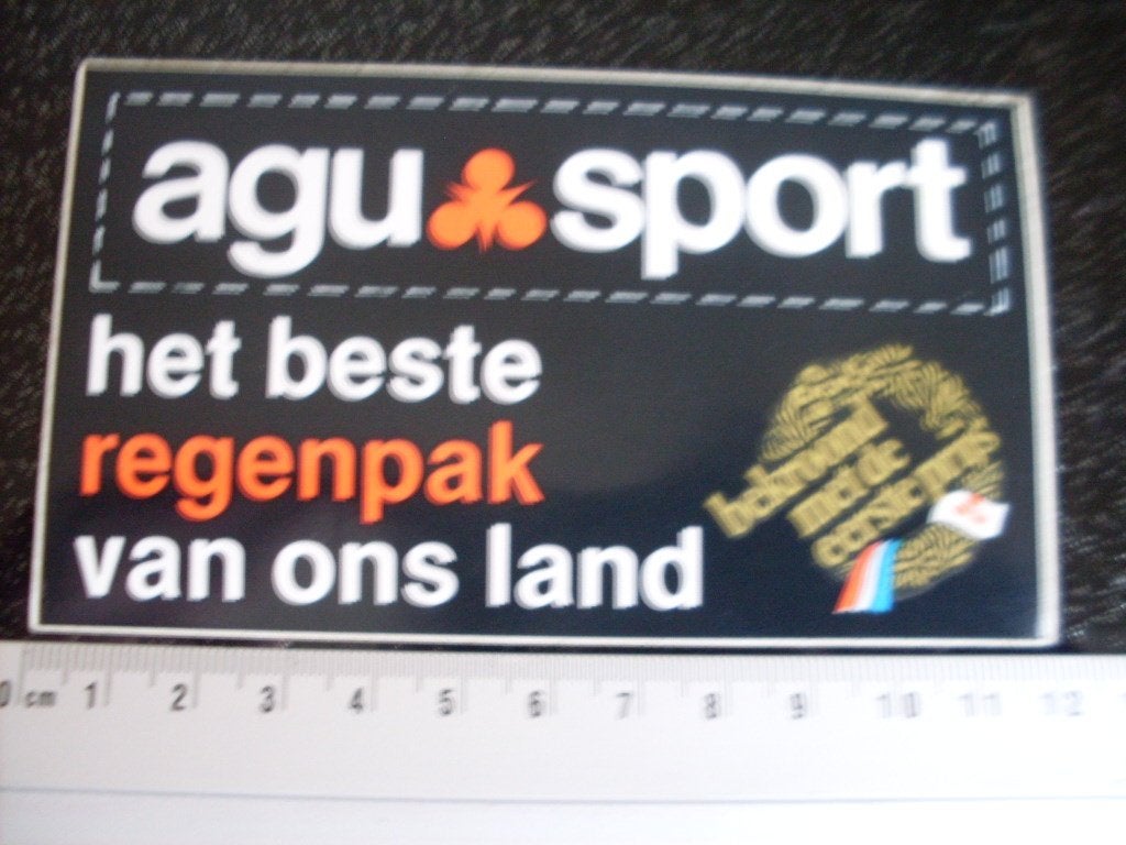 sticker agu sport logo het beste regenpak van ons land, Verzenden, Zo goed als nieuw, Merk
