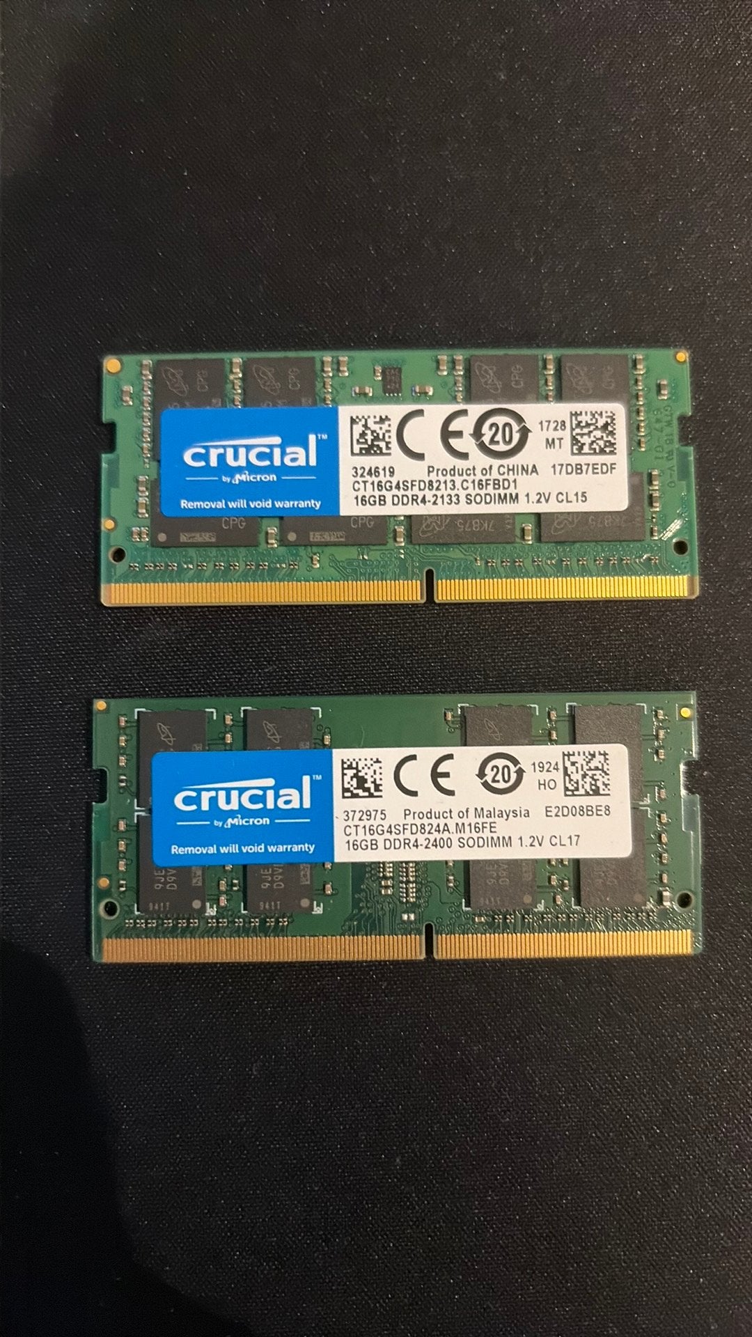 Crucial 32GB DDR4 RAM (2x16GB) 2400MHz SO-DIMM, 32 GB, DDR4, Ophalen of Verzenden, Zo goed als nieuw