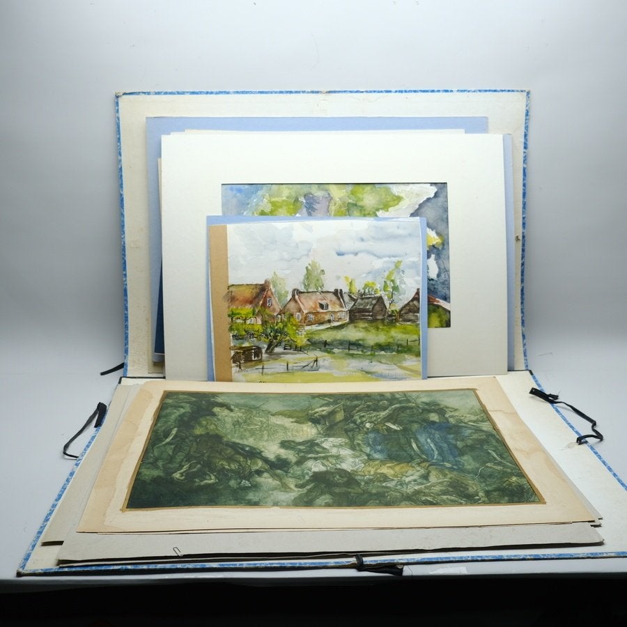 Dick Osinga (1913-1997) e.a. – Map met studies en aquarellen, Ophalen of Verzenden, Overige typen, Overige technieken