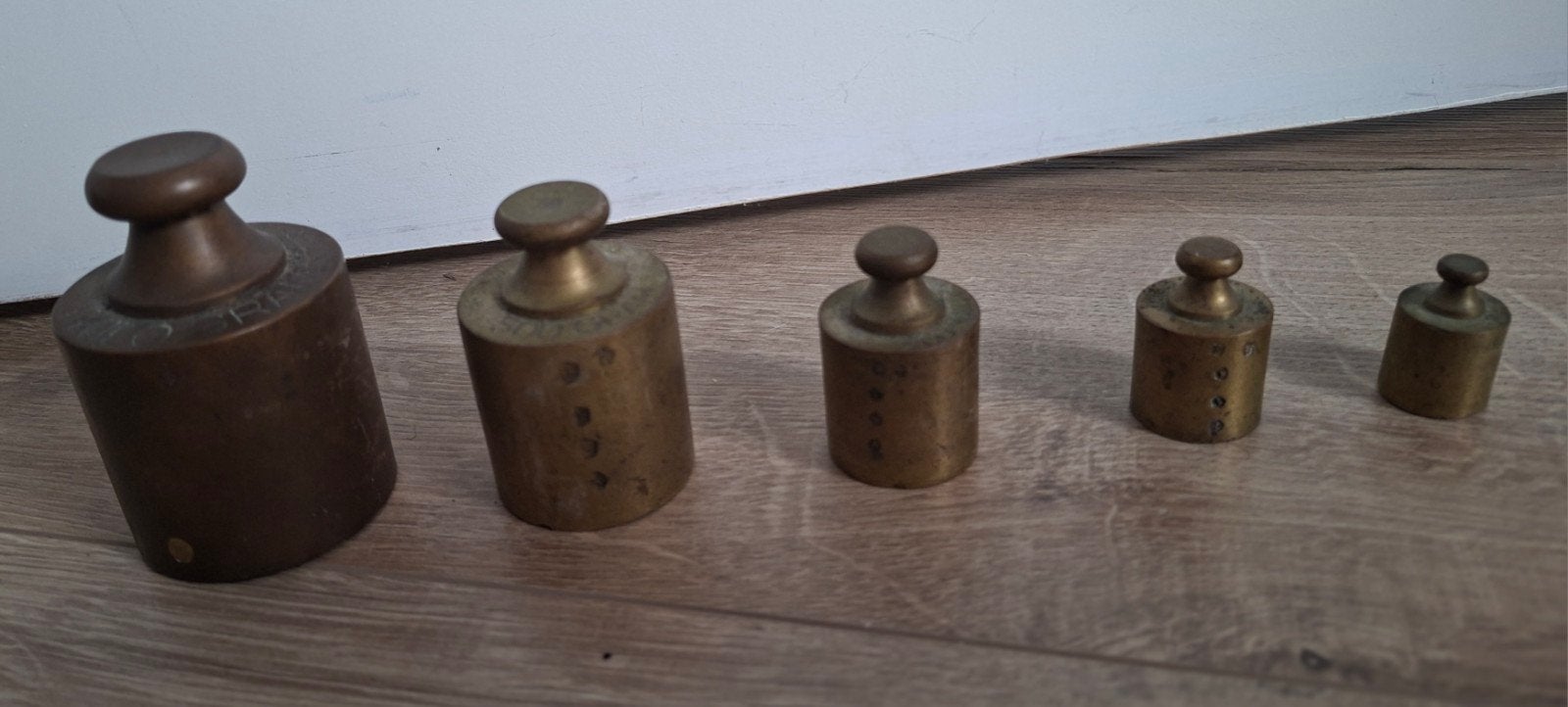 Antieke koperen gewichten set, Ophalen of Verzenden, Koper