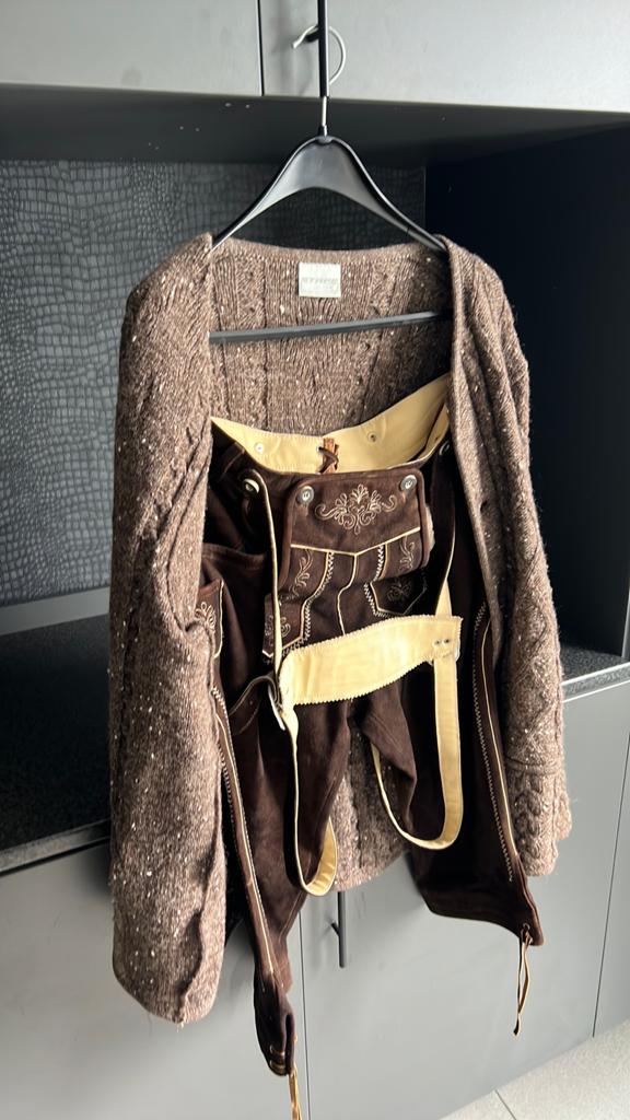 ZGAN ORIGINELE LEDERHOSE SET MT 54, Ophalen of Verzenden, Zo goed als nieuw, Carnaval