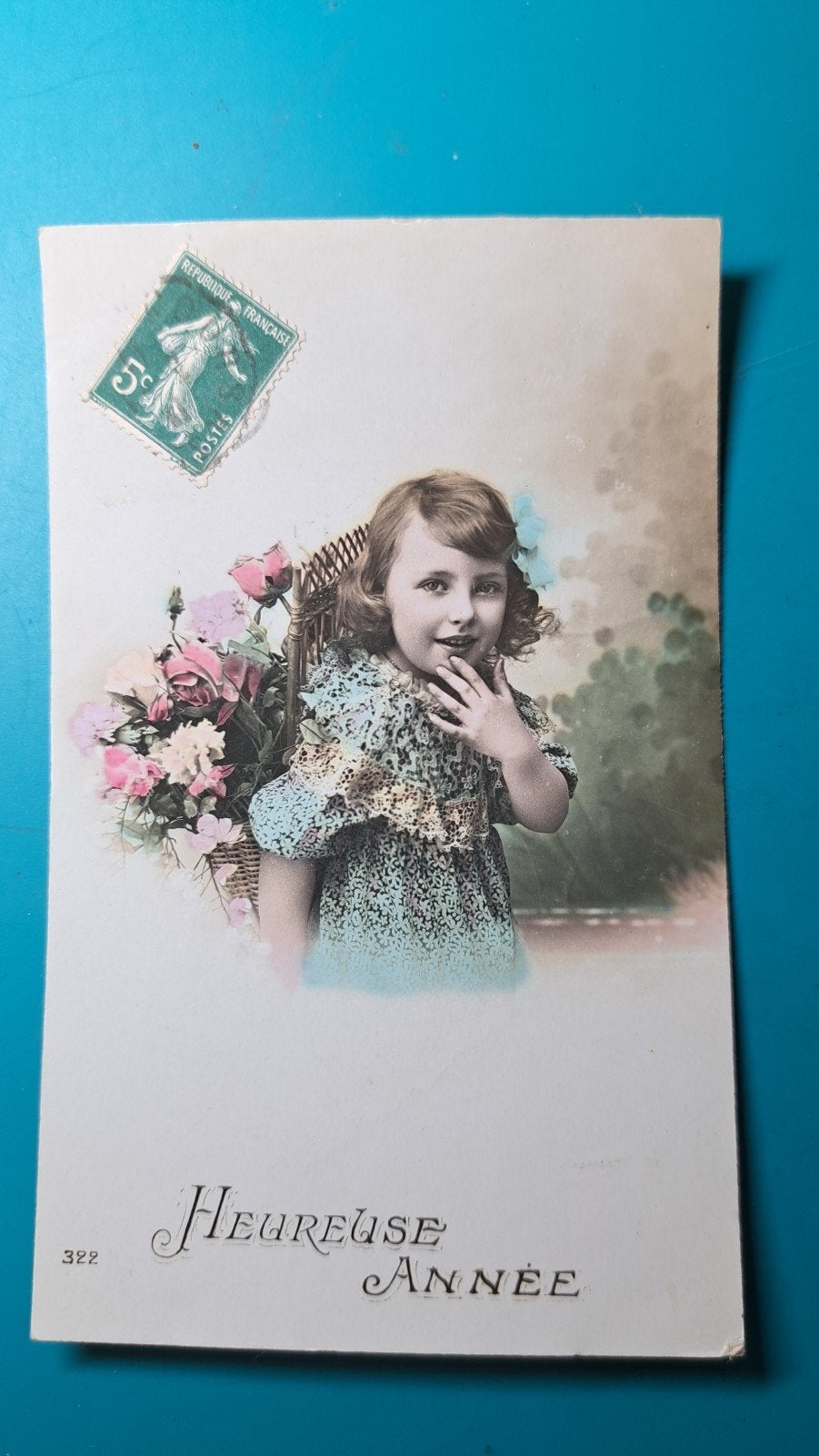 Heureuse Année.  Kind model bloemen, Ophalen of Verzenden, Voor 1920, Gelopen, Kinderen