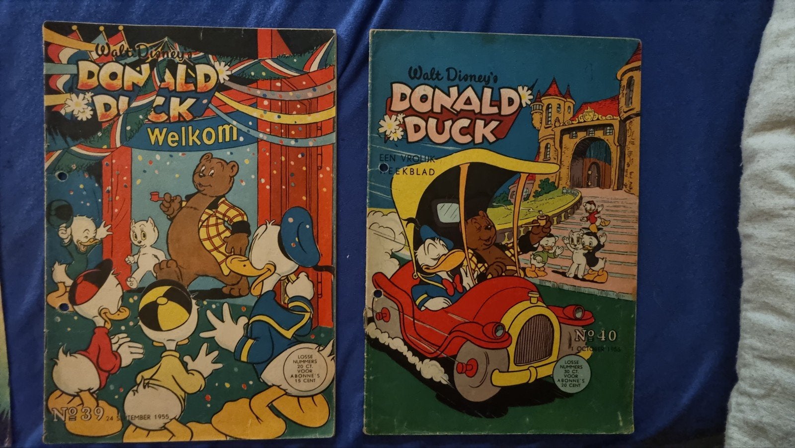 1e keer tom poes  Donald Duck Weekblad - Nrs. 39 & 40 (1955), Meerdere stripboeken, Ophalen of Verzenden, Gelezen, Walt Disney