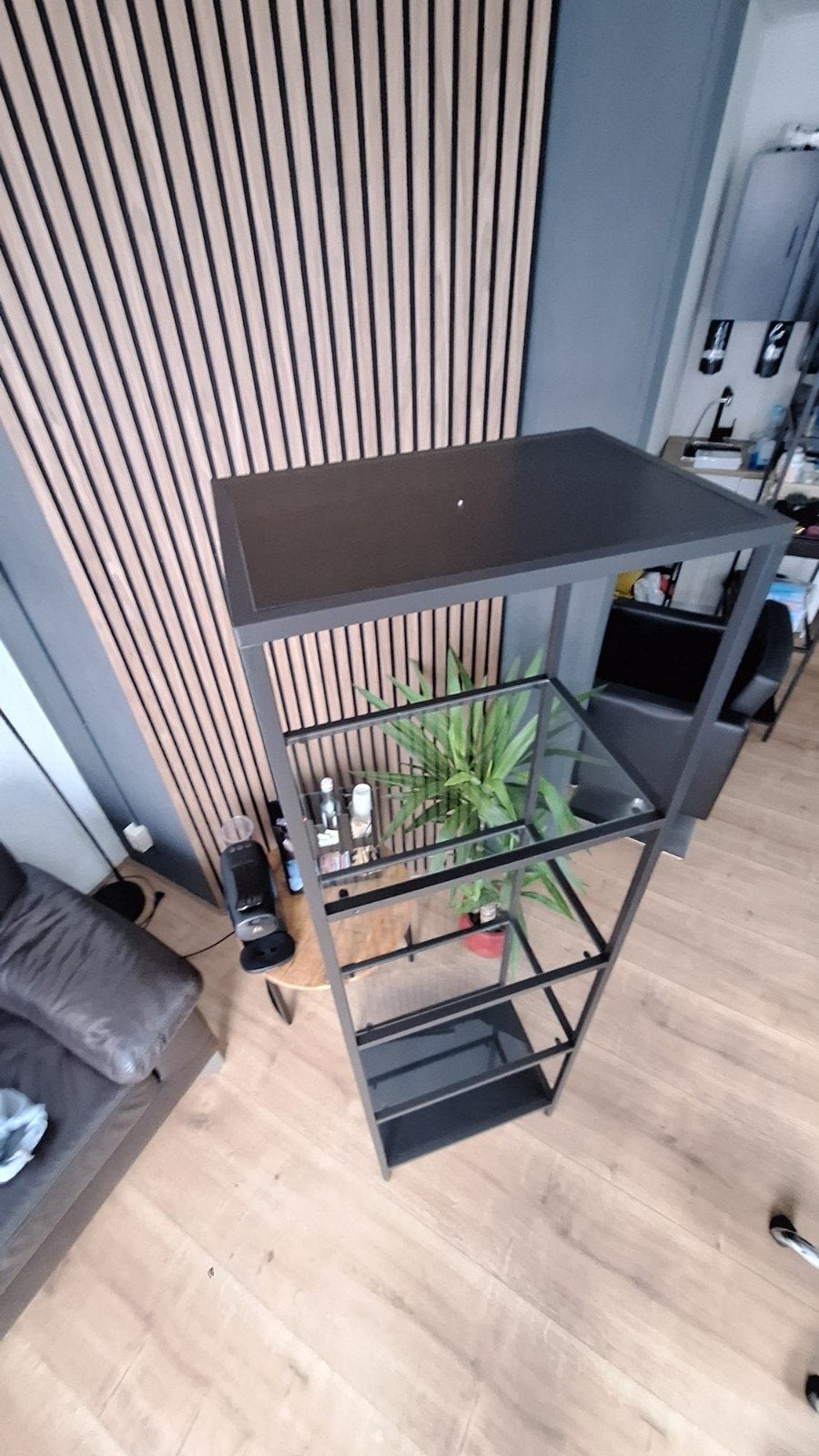 Metalen Loft Rek met Glazen Planken - Industrieel Design, Huis en Inrichting, Kasten | Overige, Ophalen of Verzenden