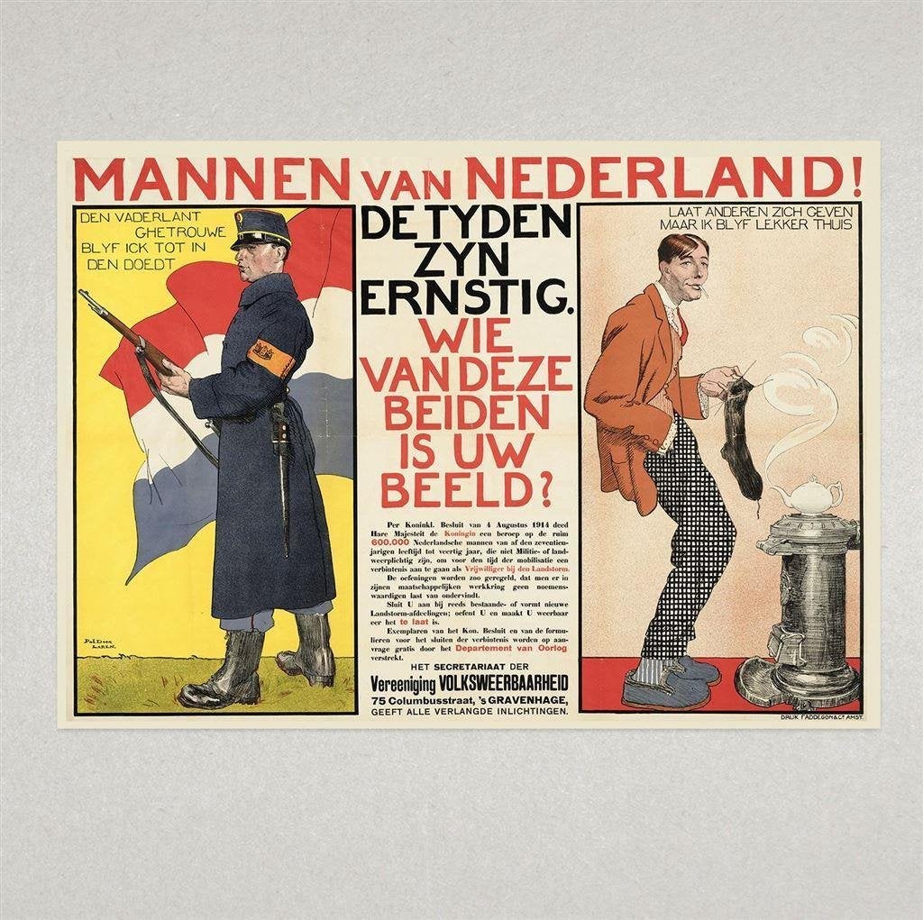 Mannen van Nederland Propaganda Mobilisatie Poster Affiche, Verzenden, Landmacht, Nederland, Foto of Poster