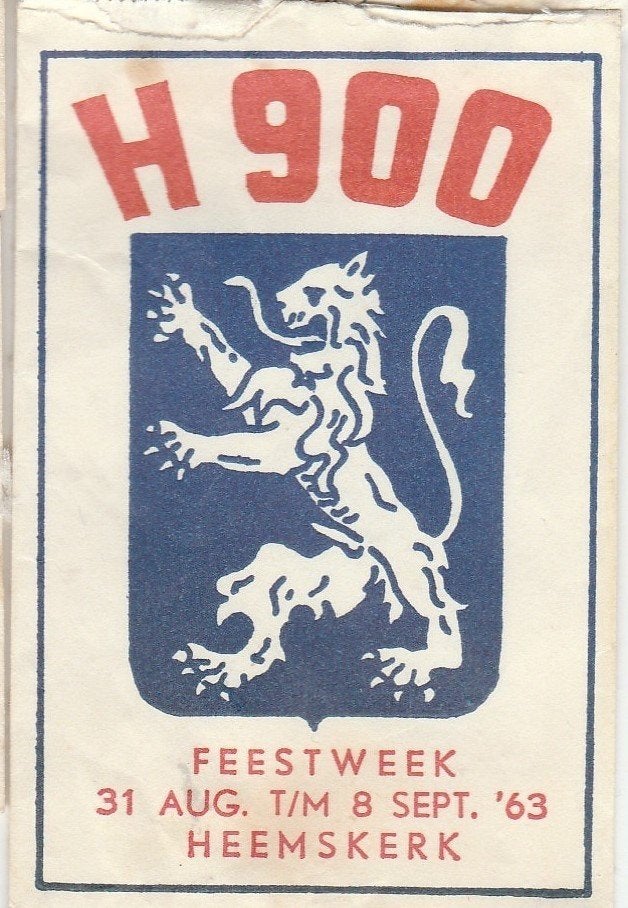 Heemskerk feestweek 1963 - H 900 - leeuw, Ophalen of Verzenden