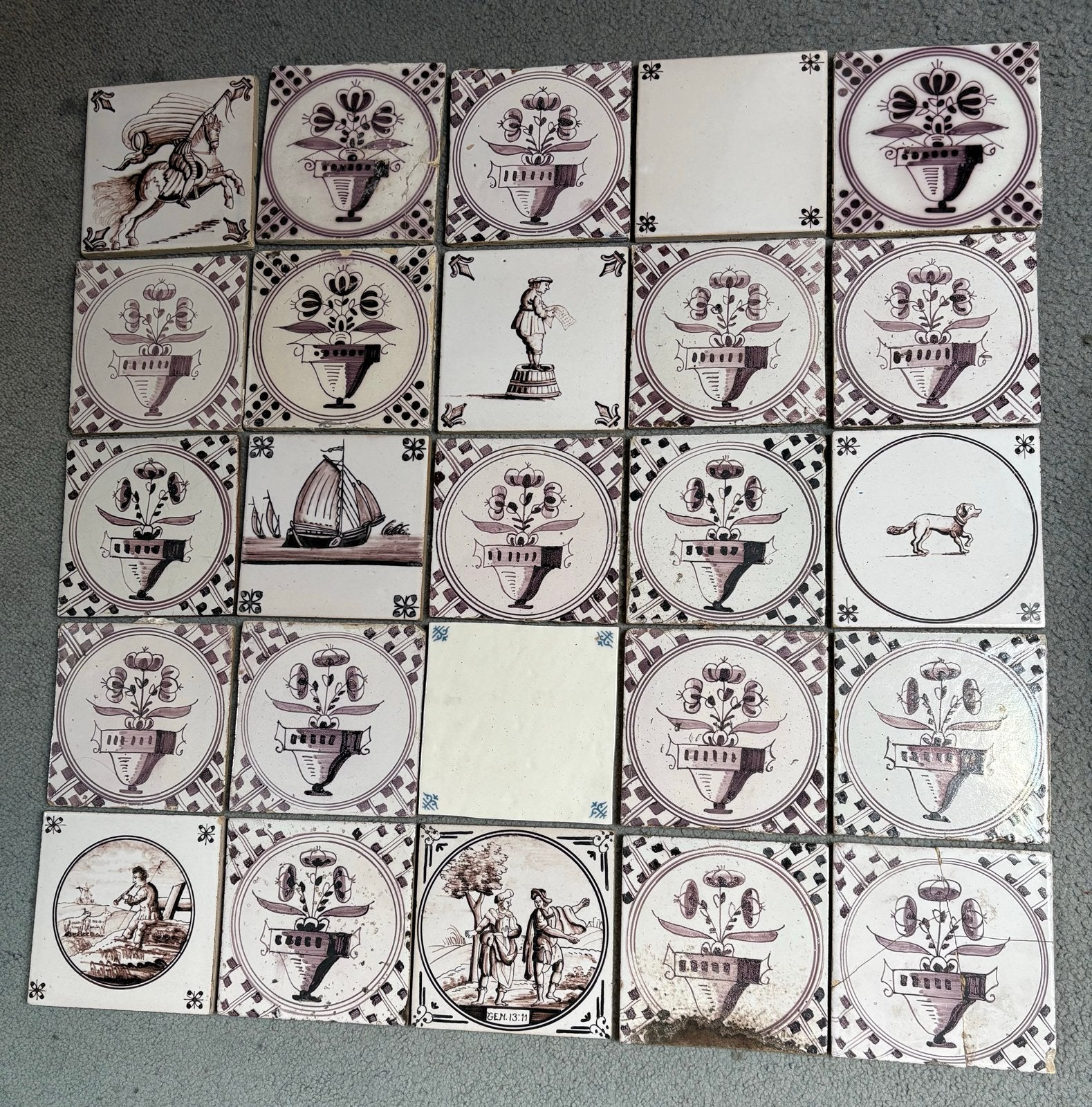 Antieke Friese witjes - handgeschilderde tegels, Ophalen of Verzenden