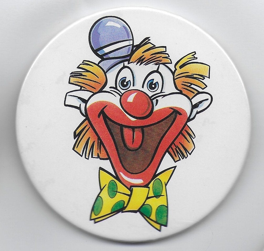 Button Clown doorsnede 7 cm, Verzamelen, Speldjes, Pins en Buttons, Ophalen of Verzenden, Gebruikt, Overige onderwerpen, Button