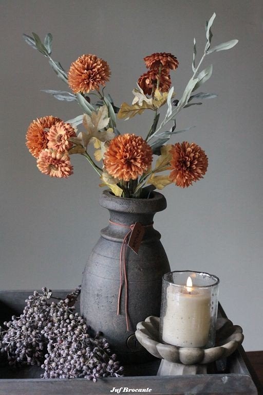 Boeket 'Rusty Dusty' / zijdebloemen compleet, Www.jufbrocante.nl, Www.jufbrocante.nl, Nieuw, Ophalen of Verzenden