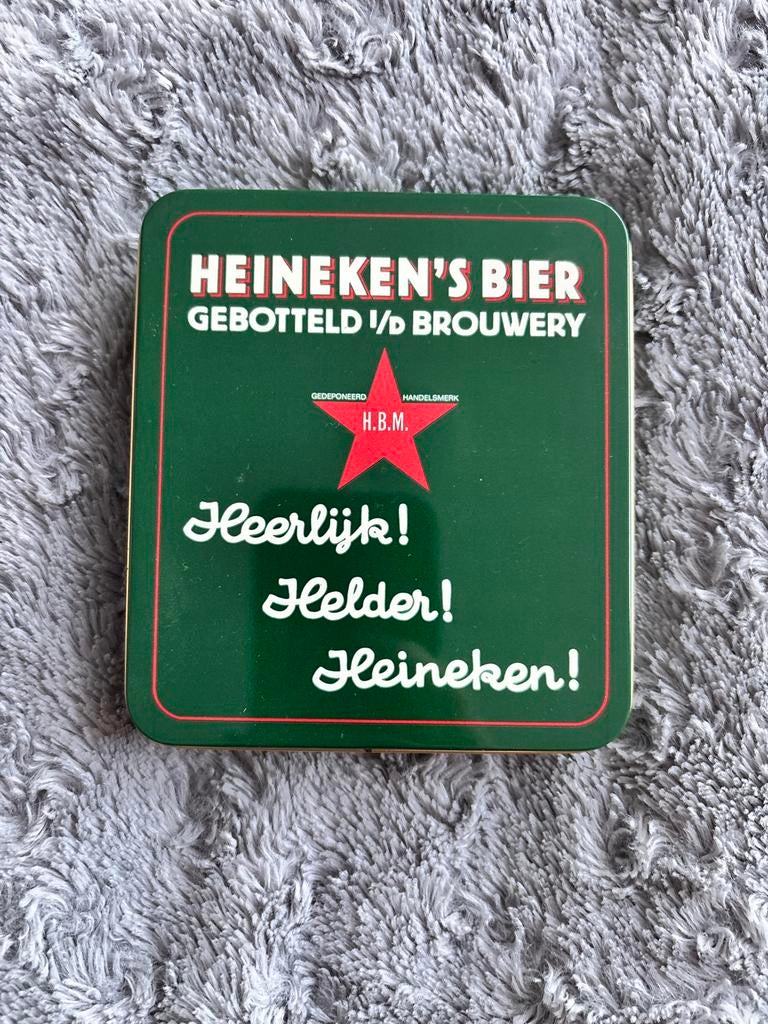 Heineken's Bier onderzetters in blik, Verzamelen, Biermerken, Ophalen of Verzenden, Zo goed als nieuw, Viltje(s), Heineken