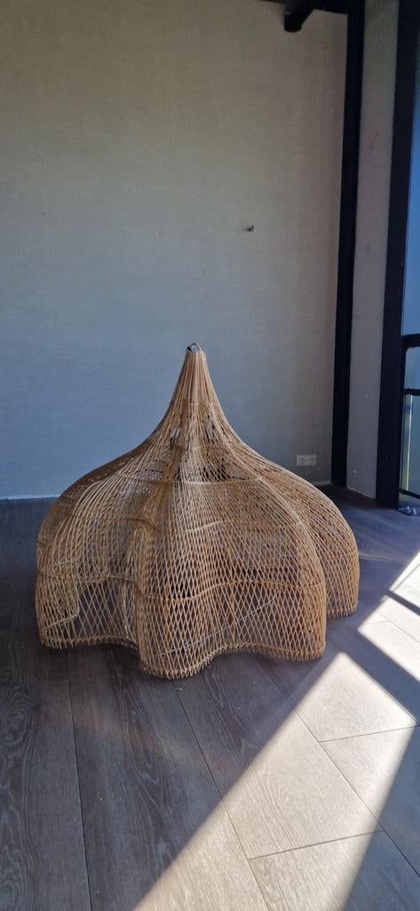 Grote rieten lampenkap, 100cm diameter - 3 stuks beschikbaar, Huis en Inrichting, Lampen | Lampenkappen, Gebruikt, Bohemian, Natuurlijk, Landelijk