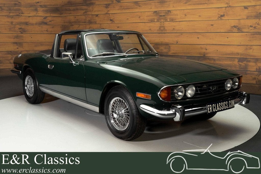Triumph Stag | Gerestaureerd | Gereviseerde motor | 1971, Auto's, Automaat, Achterwielaandrijving, Zwart, Cabriolet