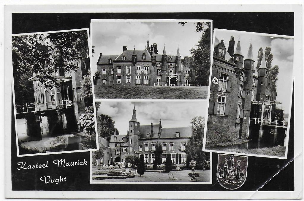 Vught Kasteel Maurik gelopen Ansichtkaart uit 1956 (B6593, Ophalen of Verzenden, 1940 tot 1960, Gelopen, Noord-Brabant