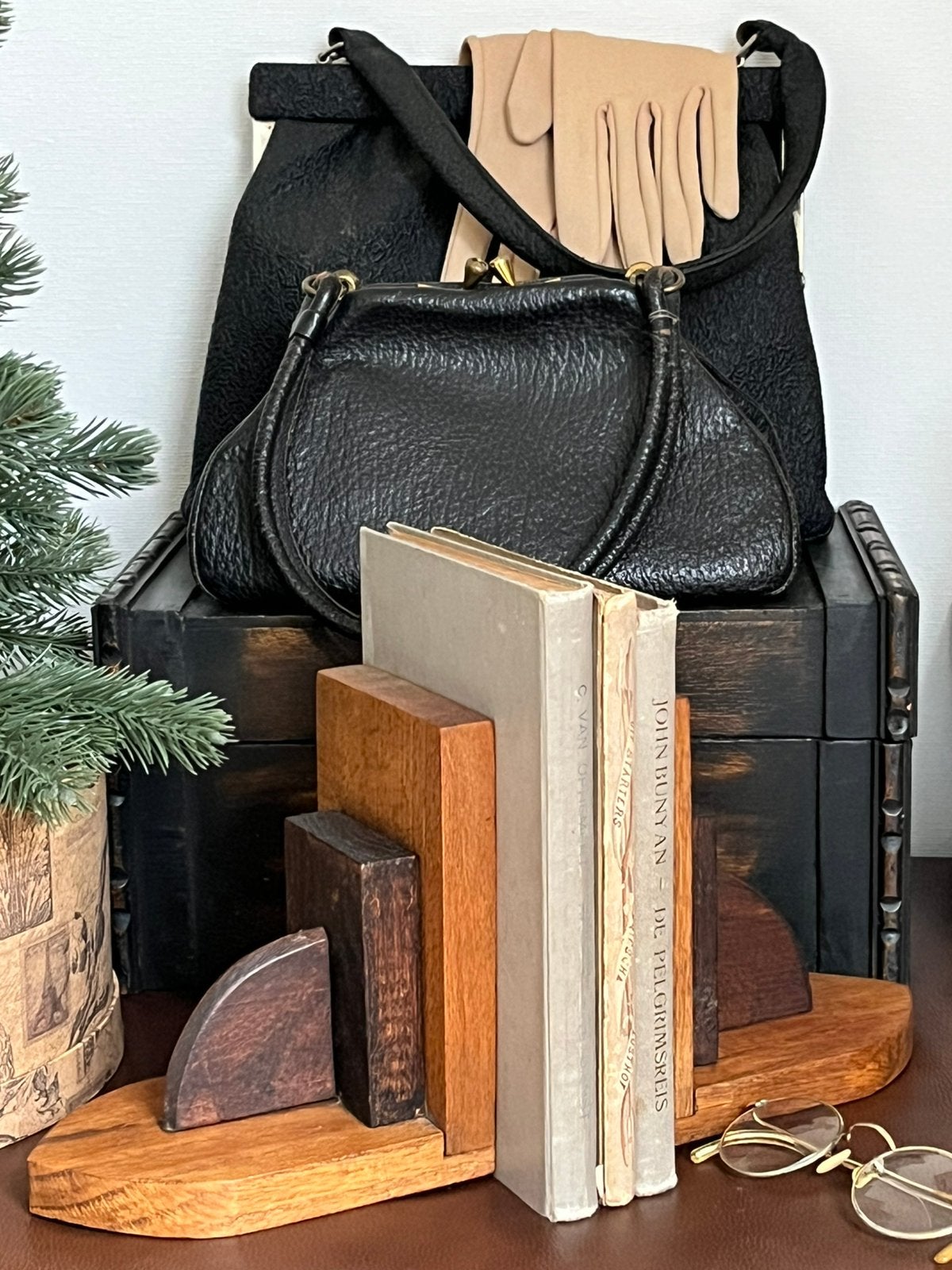 Vintage houten boekensteunen, Ophalen of Verzenden