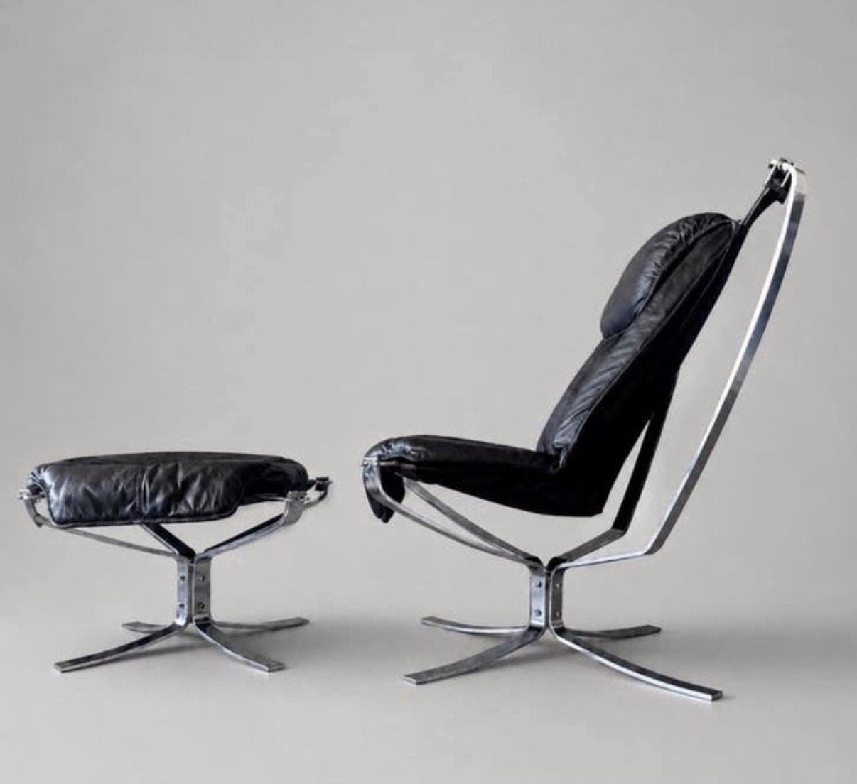 Sigurd Ressell – Falcon High Back Lounge Chair & Ottoman, Ophalen, Norwegian Collectible Design Vintage, -, -
