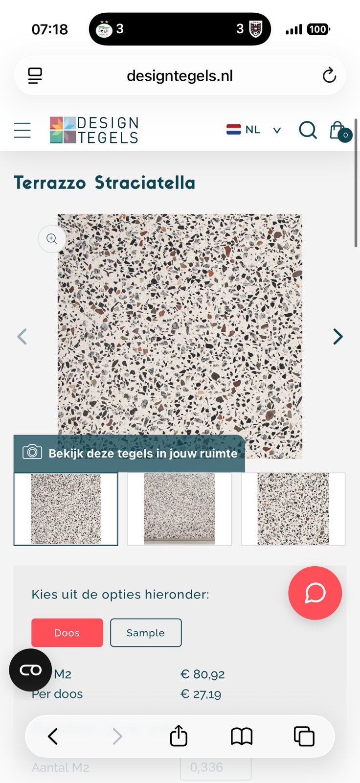 Terrazzo Stracciatella Vloertegels 41x41x1,8cm (3 pakken), Ophalen, Nieuw, Minder dan 5 m², Vloertegels