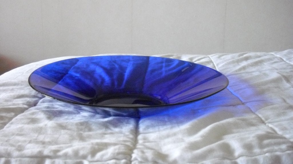 Kobalt blauw glazen-Schaal, Ophalen of Verzenden