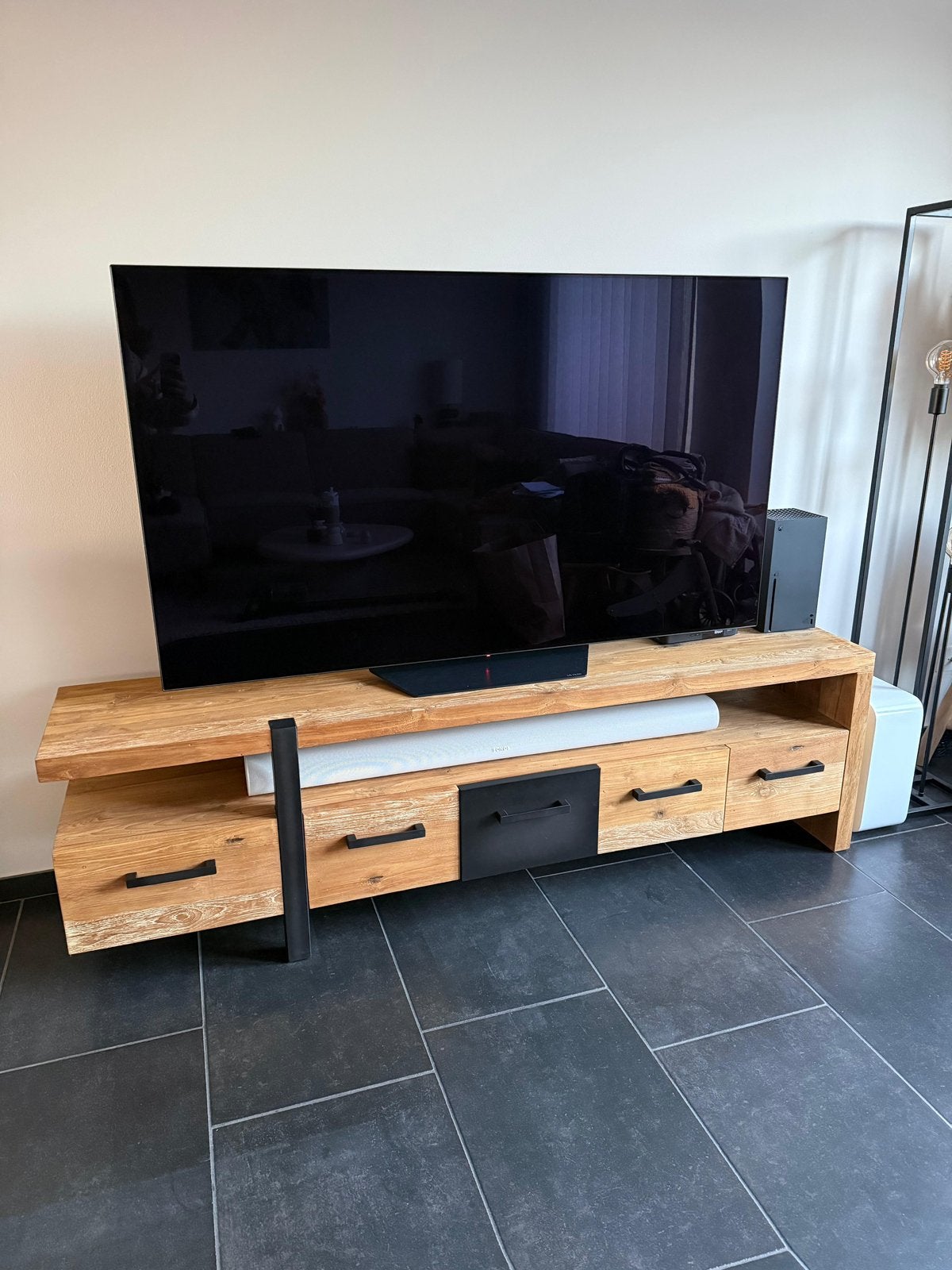 Tv meubel industrieel, Ophalen, Overige materialen, Gebruikt, 150 tot 200 cm