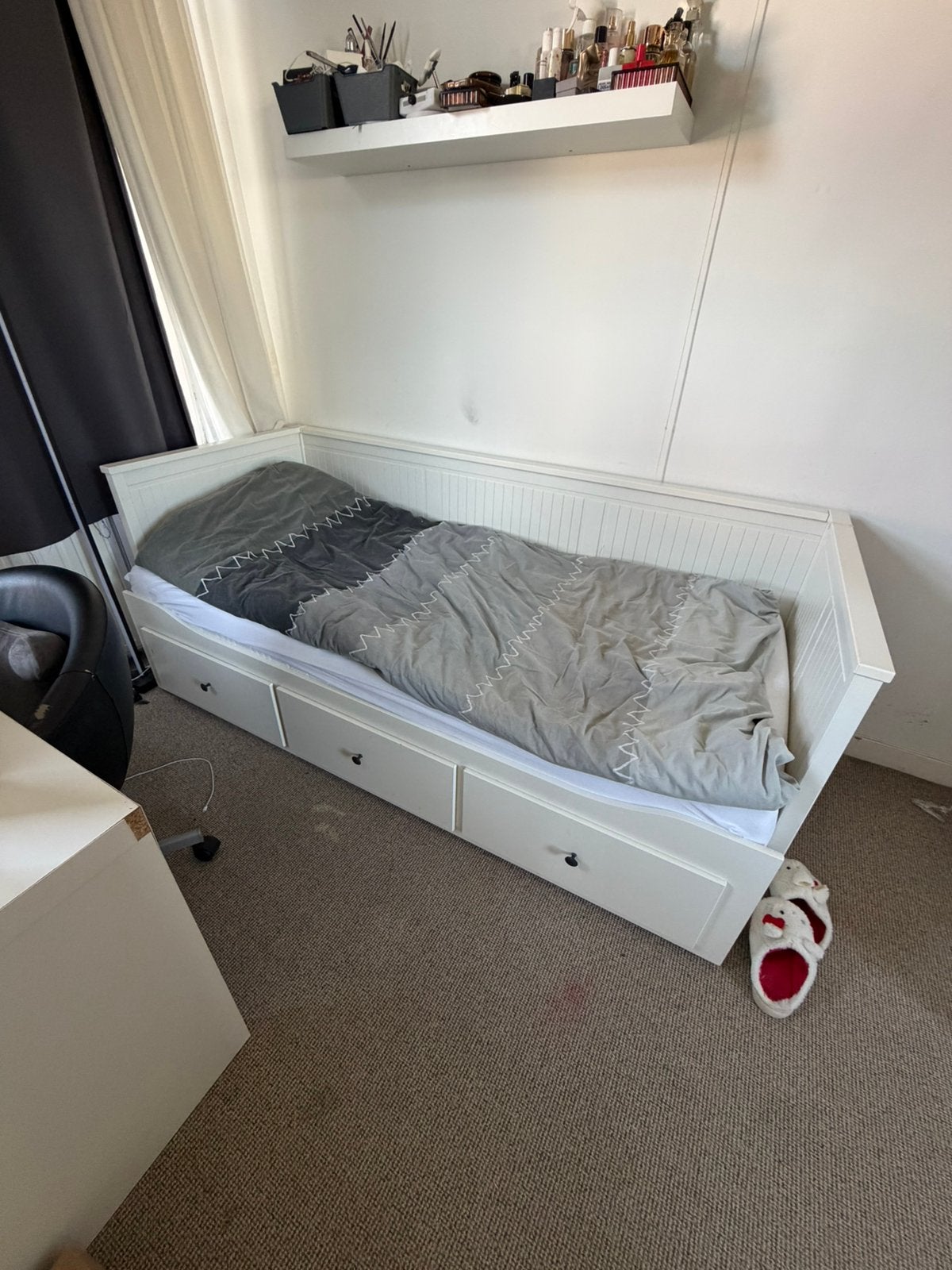Wit eenpersoonsbed met opberglades, Ophalen, Gebruikt, 90 cm, Eenpersoons